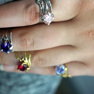 Anello con ramoscello di pianta di gelsomino, anello con pietra preziosa in oro su argento sterling, gioielli biologici di Madre Natura per gli amanti della natura