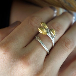 Handmade Leaf Ring Band Nature Adjustable- Recycled 925 Sterling Silver Ring, Olive branch ring for her, Nature Inspired Ring for her
