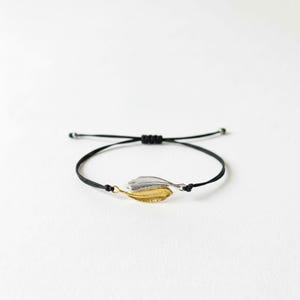 Two tones Sterling silver 925 Adjustable Woven & Braided Bracelet, made from Two real Olive leaves. Makes Yin-Yang