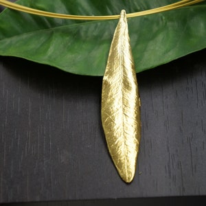 14K Gold plated on sterling silver Real Olive Leaf Necklace for Women by Mother Nature Jewelry, Statement Necklace image 2