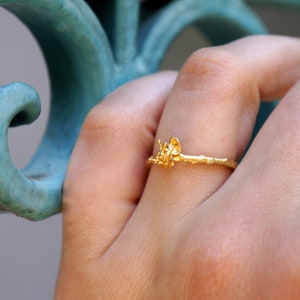 No stone engagement ring. Twig Solid Gold promise Ring or branch band ring for Women. Gold Dainty Everyday Gold Jewelry by Mother Nature.