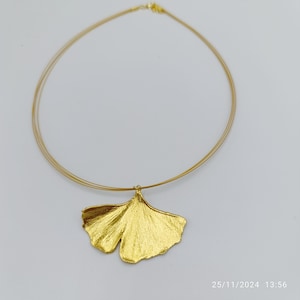 Gingko Leaf Necklace: 14k Gold Sterling Silver Botanical Jewelry