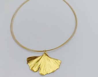 Gingko Leaf Necklace: 14k Gold Sterling Silver Botanical Jewelry