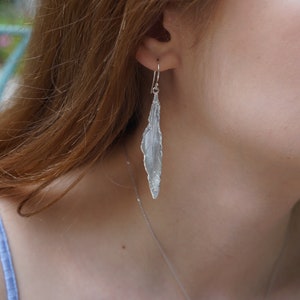Sterling silver Dove Feather Earrings for Women, bohemian jewelry earrings for men and women by Mother Nature.