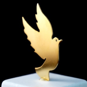 Home decor Home Gift Art Small Dove Statue,Gold plated Bronze on a white marble,Symbol of Peace and Freedom,retired gift Free bird,Peace