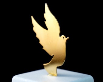 Home decor Home Gift Art Small Dove Statue,Gold plated Bronze on a white marble,Symbol of Peace and Freedom,retired gift Free bird,Peace