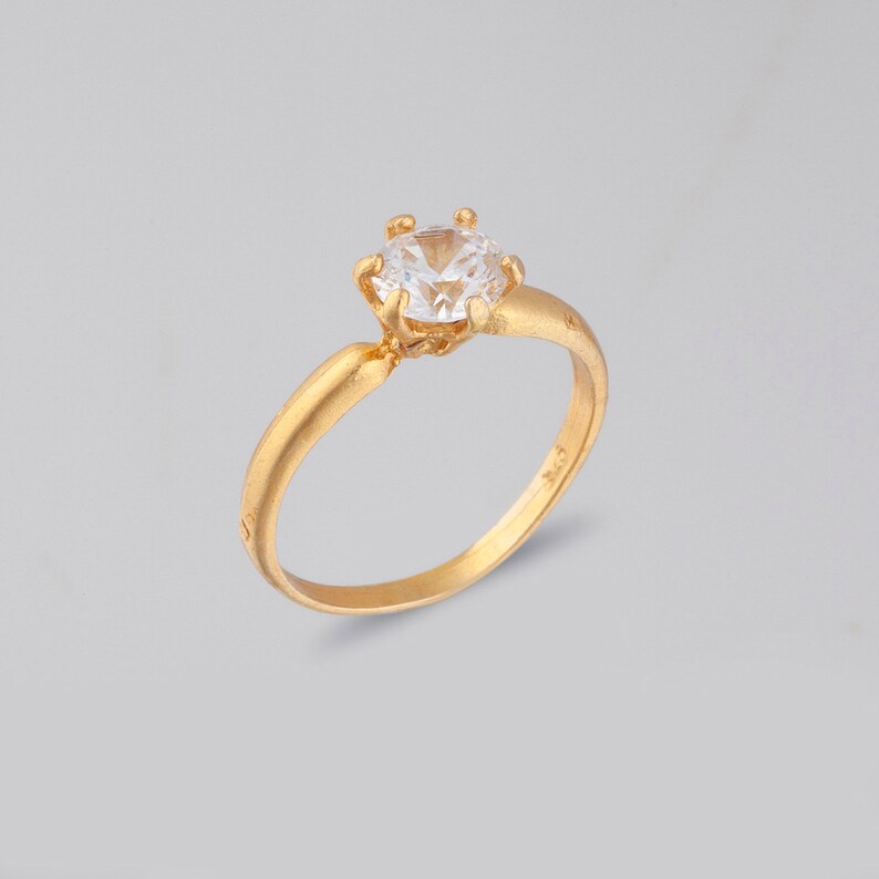 Solid Gold Promise ring 9k-14k-18k . Classic Wedding proposal Ethical Lab creative Diamond alternative engagement ring image 4