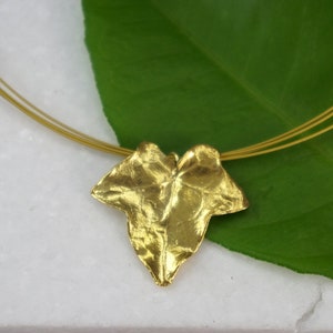 Real Ivy Leaf Necklace: 14K Gold Plated Sterling Silver Pendant