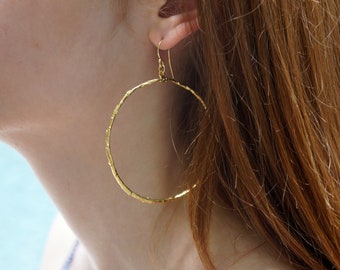 Twig Large Hoop Earrings from Real Olive Branch. Sterling silver or Gold plated by Mother Nature Jewelry.