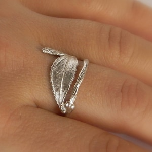 Real Rose Leaf,Sterling recycled silver Ring 925 with adjustable twig by Mother Nature Jewelry.Roses are ancient symbols of Love and Beauty