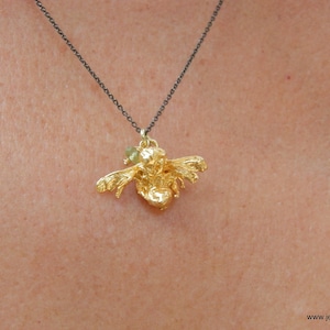 Real Bee Jewelry Necklace 14K Gold plated on sterling silver, Unique gift by Mother Nature Jewelry image 1