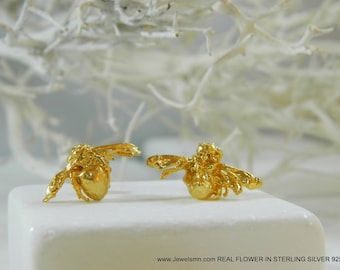 Boucles d'oreilles Gold Bee Stud, bijoux cadeaux Queen Bee pour les amoureux de la nature. L'abeille symbolise la communauté, la luminosité et le pouvoir personnel.