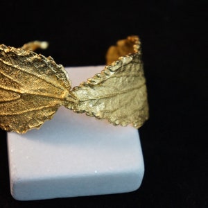 Wide cuff bracelet in sterling silver 925 by Real Hibiscus leaf. image 5