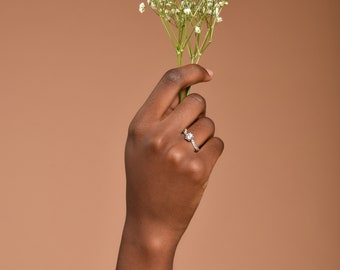 Bague de mariage et de fiançailles brindille en argent sterling 925, bague branche d'arbre avec zircons éthiques suisses par dame nature.