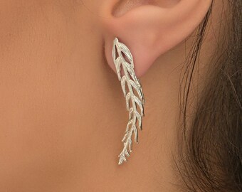 Mismatched Silber Ohr Kletterer Ohrring, Sterling Silber Minimalist Ohrringe, Silber Ohrmanschetten, Schmuck Brautjungfer Geschenk für sie, handgemacht