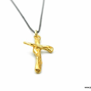 Alternative Solid Gold Cross Neclase Pendant with Chain. Olive Twigs. You can choose 9k/14k/18k Solid yellow Gold,Rose gold,