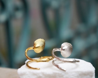 Real Shell Ring,Summer Jewelry on Sterling Silver or 18k Gold plated on silver 925 symbolize evolution, life and longevity