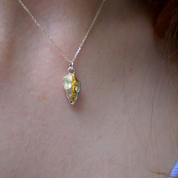 Collier de coquillages de mer en forme de cœur, collier demi-cœur, pendentif de coquillages réels en argent sterling par Mère Nature