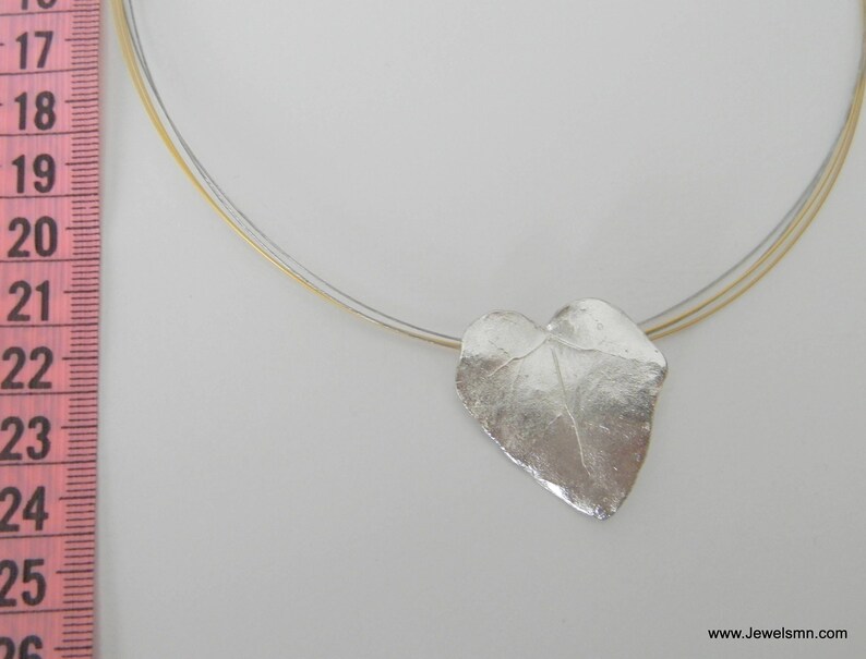 Real Ivy Leaf Necklace, Handmade Nature Jewelry, Heart-Shaped Organic Pendant, Gift for Health & Luck, Sterling Silver 925 image 4