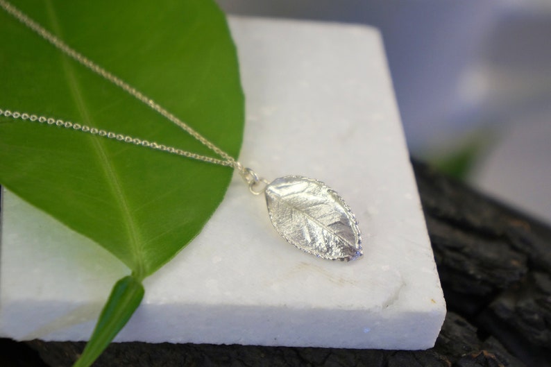 Pressed Rose plant Leaf necklace Necklaces for Women, in sterling silver by Mother Nature image 4