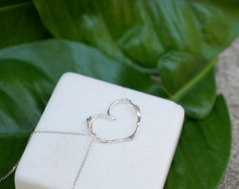 Pressed flower necklace Real Jasmine plant Twig Necklace sterling silver Heart Necklace,Dainty Heart Necklace for Her, Fast 2 Days Shipping