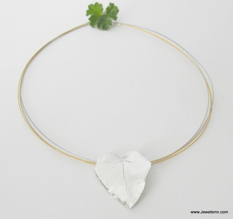 Real Ivy Leaf Necklace, Handmade Nature Jewelry, Heart-Shaped Organic Pendant, Gift for Health & Luck, Sterling Silver 925 image 3