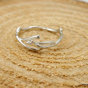 Twig ring band, thin sterling silver for men and women. Jasmine plant Dainty Everyday Ring by Mother nature Jewelry image 3