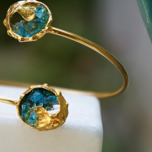 Venetian Raw Murano Glass Bracelet for Women, Bridal and Bridesmaid Jewelry. 14K Gold plated on sterling silver. image 3