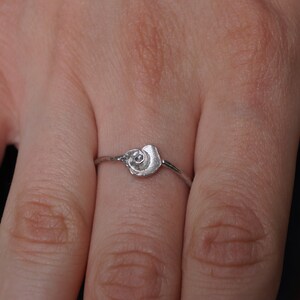 Minimalist Handmade Nature Jewelry. ring Silver Dainty Sea Shell on twig sterling silver Ring for women