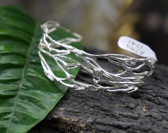 Adjustable Twig Branch Bracelet in sterling silver 925.