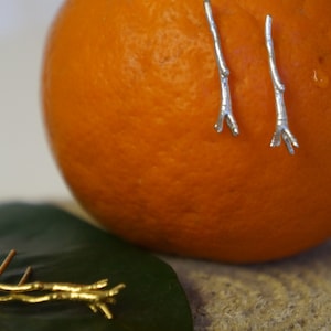 Real Jasmine Twig Small Stud Earrings on Sterling Silver.