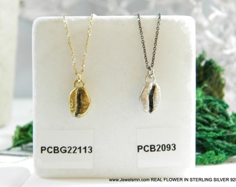 Coffee bean Necklace. Coffee jewelry in Sterling silver. Coffee Beans are the fruit of awakening and life.  gift for her