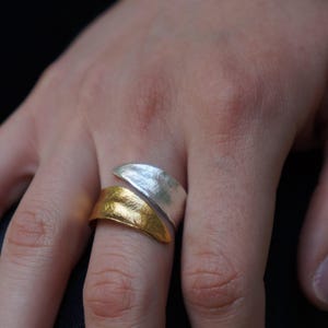 Real Olive Leaf Gold Ring, Handmade Nature Jewelry, Organic Tree Band, Gift for Victory & Health, Eco Sustainable Sterling Silver 925 image 5