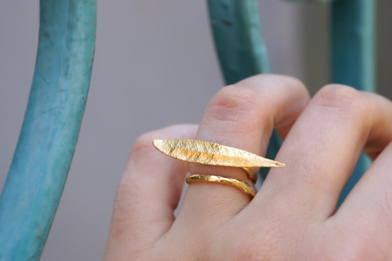 Everyday Gold Jewelry for Women Unique Bridesmaid and Wedding Jewelry Real Gold Olive Leaf Ring 14K Gold Leaf Ring for Women