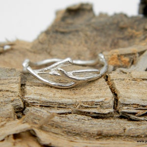 Twig ring band, thin sterling silver for men and women. Jasmine plant Dainty Everyday Ring by Mother nature Jewelry image 1