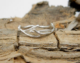 Twig ring band, thin sterling silver for men and women. Jasmine plant Dainty Everyday Ring by Mother nature Jewelry