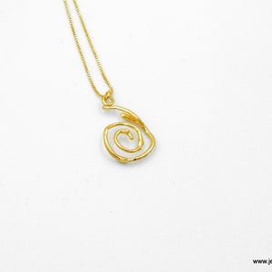 Spiral Pendant, Solid GOLD jewelry Necklace, Jasmine Twig with gold chain. Unisex, branch 9k,14K,18k Small Twig Pendant, Gold nature Gift