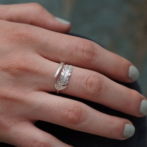 Recycled Sterling Silver Fern Leaf Ring for Women by Mother Nature Jewelry Fern Symbolizes Confidence, reverie and wellness.