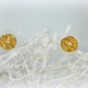 Spiral Leaf Stud Earrings - Dainty 14k Gold Plated Silver