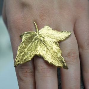 Big Ivy Leaf Ring For Women 14k Gold plated on/or Sterling Silver. Symbol of life, strength,survival,progress,promise,friendship,connection