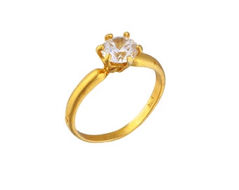 Solid Gold Promise ring 9k-14k-18k . Classic Wedding proposal Ethical -Lab creative Diamond alternative engagement ring