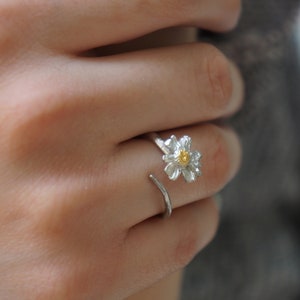 Minimalist Handmade Nature Jewelry. ring Dainty Nature Chamomile twig Ring For Women by Mother Nature Jeelry