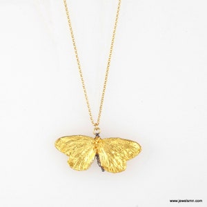 18k Gold plated butterfly necklace on sterling silver by Mother Nature Jewelry. Symbol of powerful transformation. image 3