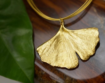 Echte Ginkgo Biloba Blatt Halskette, 14K Vergoldete Messing Anhänger, Handgemachtes Schmuck Geschenk für Sie, Geburtstagsgeschenk für Frauen, Von der Natur inspiriert