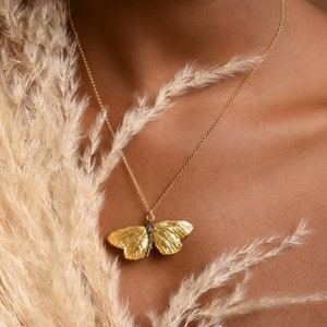 18k Gold plated butterfly necklace on sterling silver by Mother Nature Jewelry. Symbol of powerful transformation. image 2