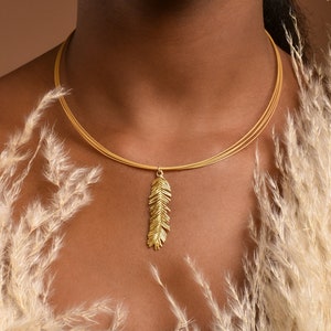 Mimosa Plant leaf pendant Necklaces for women.18k Gold on sterling silver.Real Nature Dainty necklace