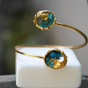 Venetian Raw Murano Glass Bracelet for Women, Bridal and Bridesmaid Jewelry. 14K Gold plated on sterling silver. image 6