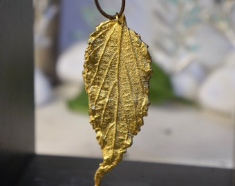 Goldplated Long Leaf Adjustable Necklace for women by Real Hibiscus Plant