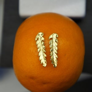 Solid Gold Fern Stud Earrings: Nature Inspired Jewelry