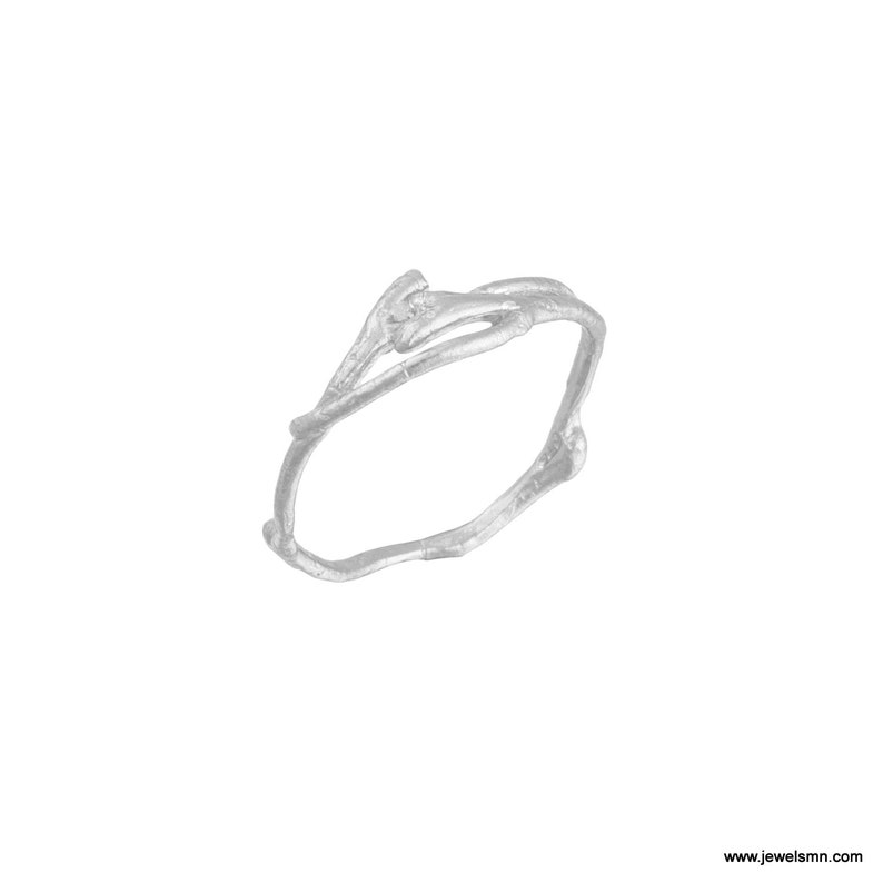 Twig ring band, thin sterling silver for men and women. Jasmine plant Dainty Everyday Ring by Mother nature Jewelry image 10